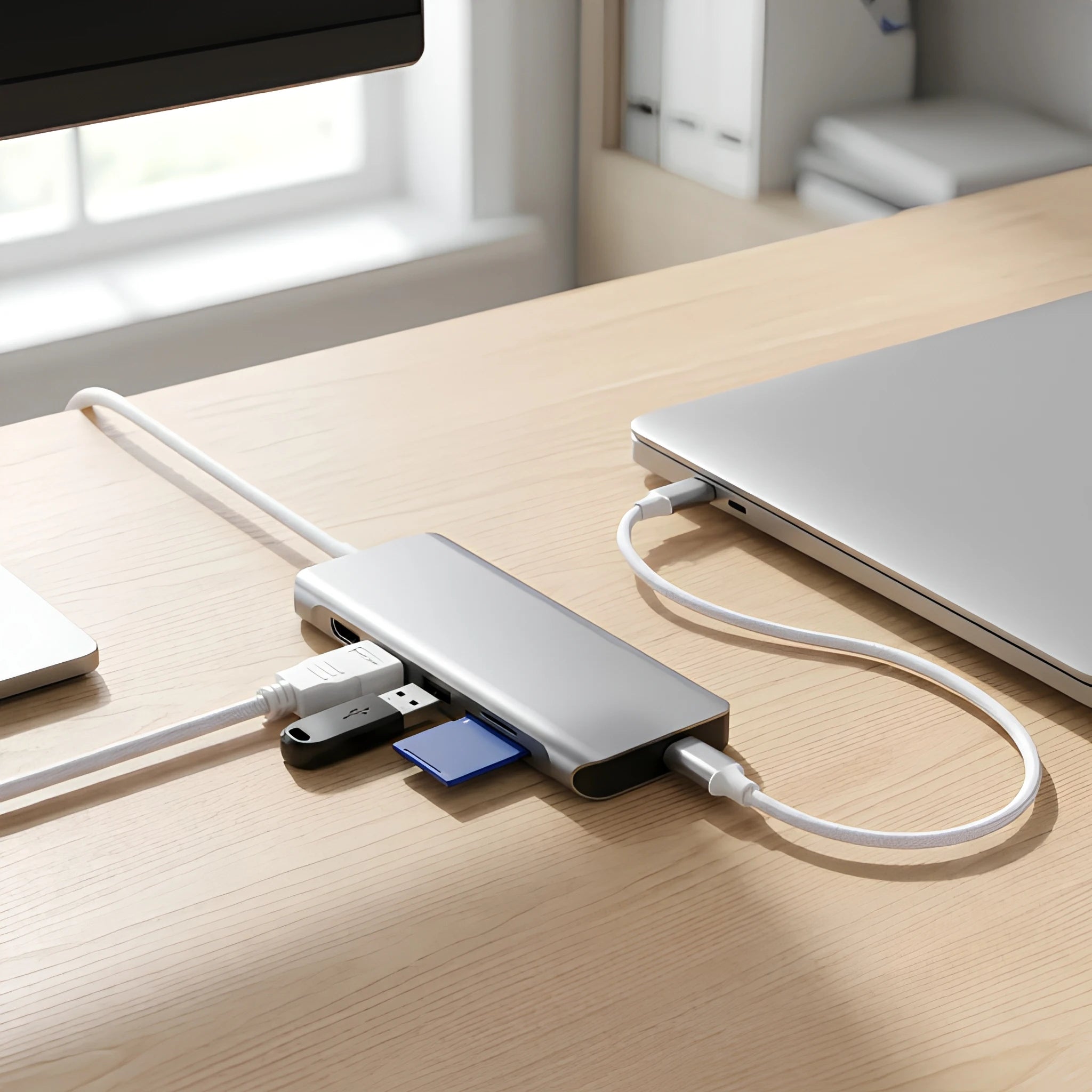 Hub Pro 7-in-1 connected to laptop