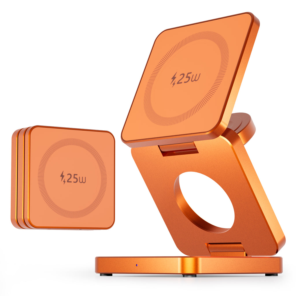 TechSnap Elite Qi2.2 - Orange dual view folded and unfolded